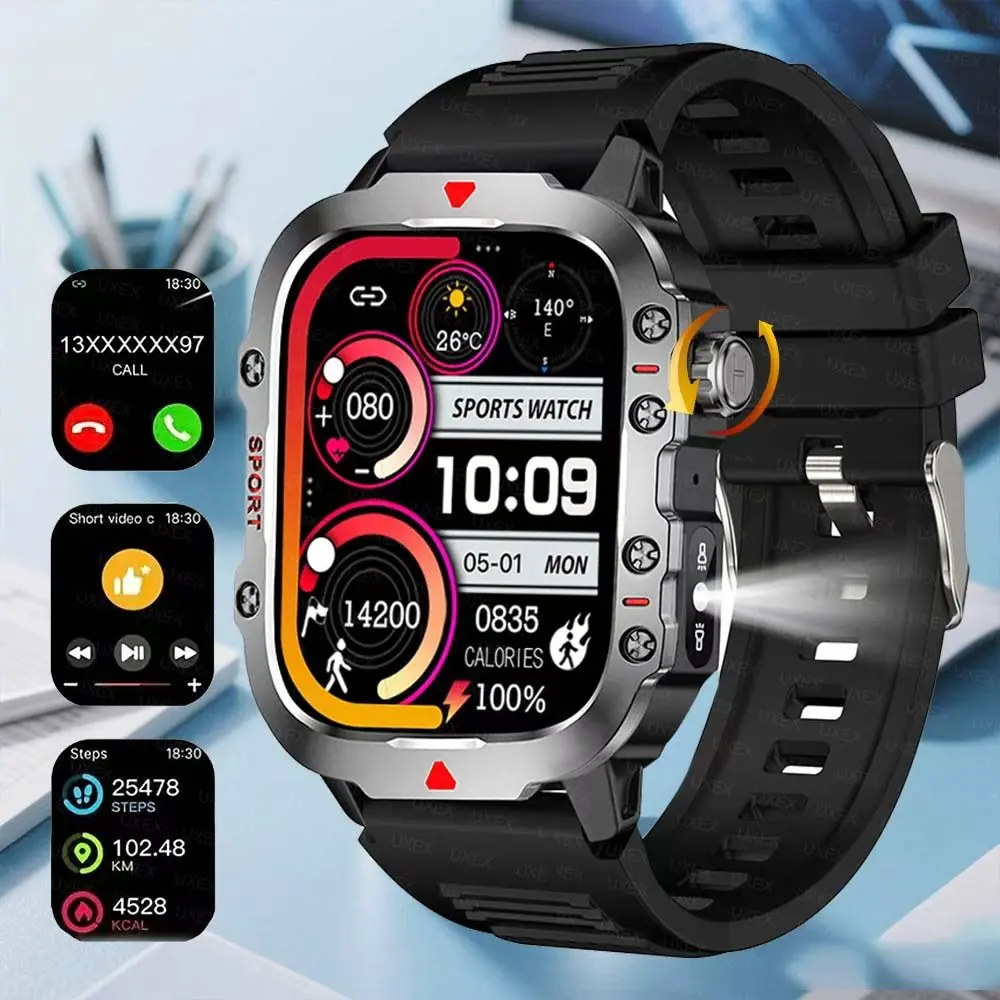 ساعة ذكية عسكرية للرجال الخارجية 2.01 HD Spirit Lsland BT Call مراقبة الصحة لتقوم بها بنفسك وجوه شحن لاسلكي ساعات يد
