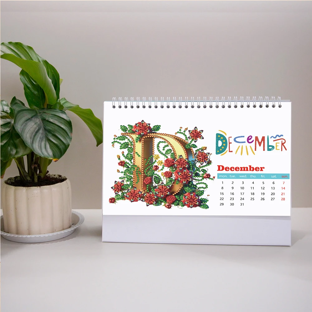 

2025 Special Shape Firework Diamond Painting Desk Calendar 5D DIY Diamond Art Tabletop Decorations Rhinestones Desktop Calendar
