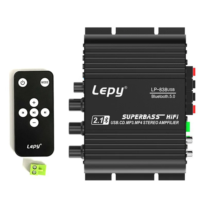 LEPY LP-838USB Bluetooth 5.0 Amplifier 2.1 3 Channel Super Bass Support USB Lossless Music Play With Remote Control Digital Amp