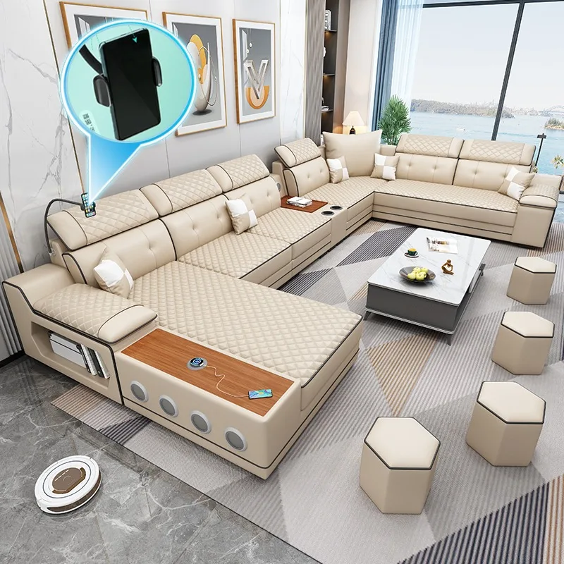 

Waterproof Nordic Sofa Modern Leather Center Sofa Lounge Lazy Living Room Multifunctional Articulos Para El Hogar Furnitures