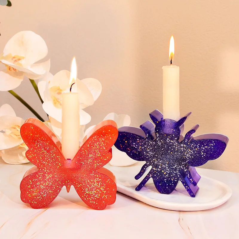 DIY Resin Mold Insect Series Scented Candle Holder Silicone Mold Butterfly Bee Snail Gypsum Ornament Silicone Epoxy Molds