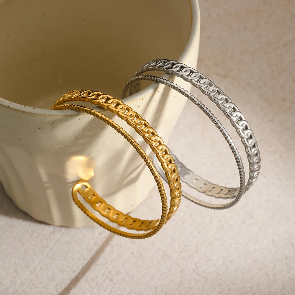 

Women's Luxury Designer Bangle Stainless Steel Cuff Bracelet Female Bangles for Women Men Couple Jewelry Trend 2025