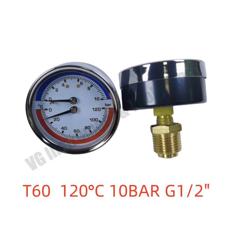 T63 Y63 eje Radial 10-16BAR medidor de calefacción de suelo separador de agua termobarometro termobarometro