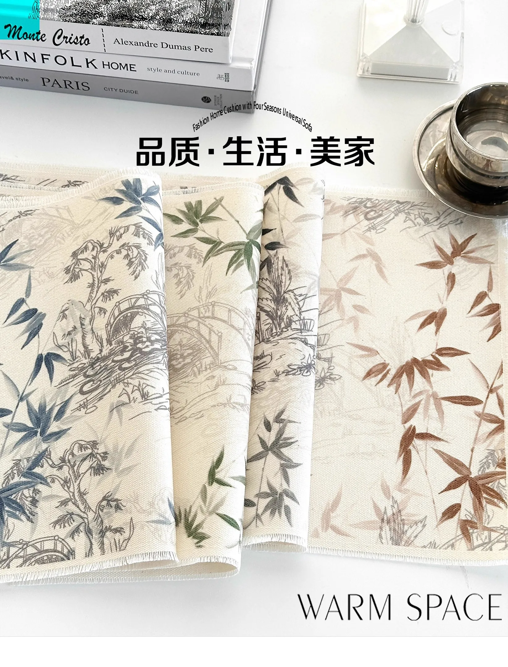 Chinese style placemat, cotton linen table mat, waterproof coaster, Oriental home decor, stain resistant dining pad
