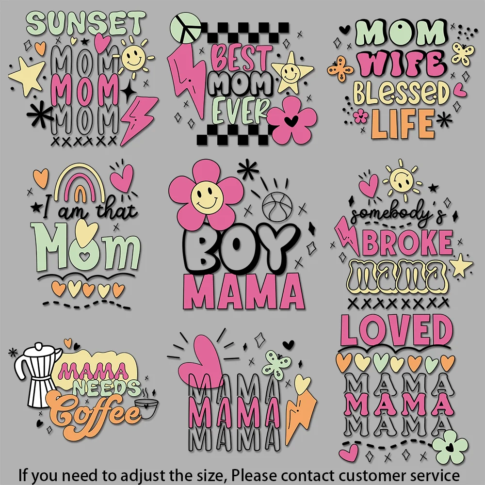 Iron on Picture on Clothes Hippie Soul Mama Hearty Mama Illustration Rainbow Mom Image Strong viscosity DIY Decoration