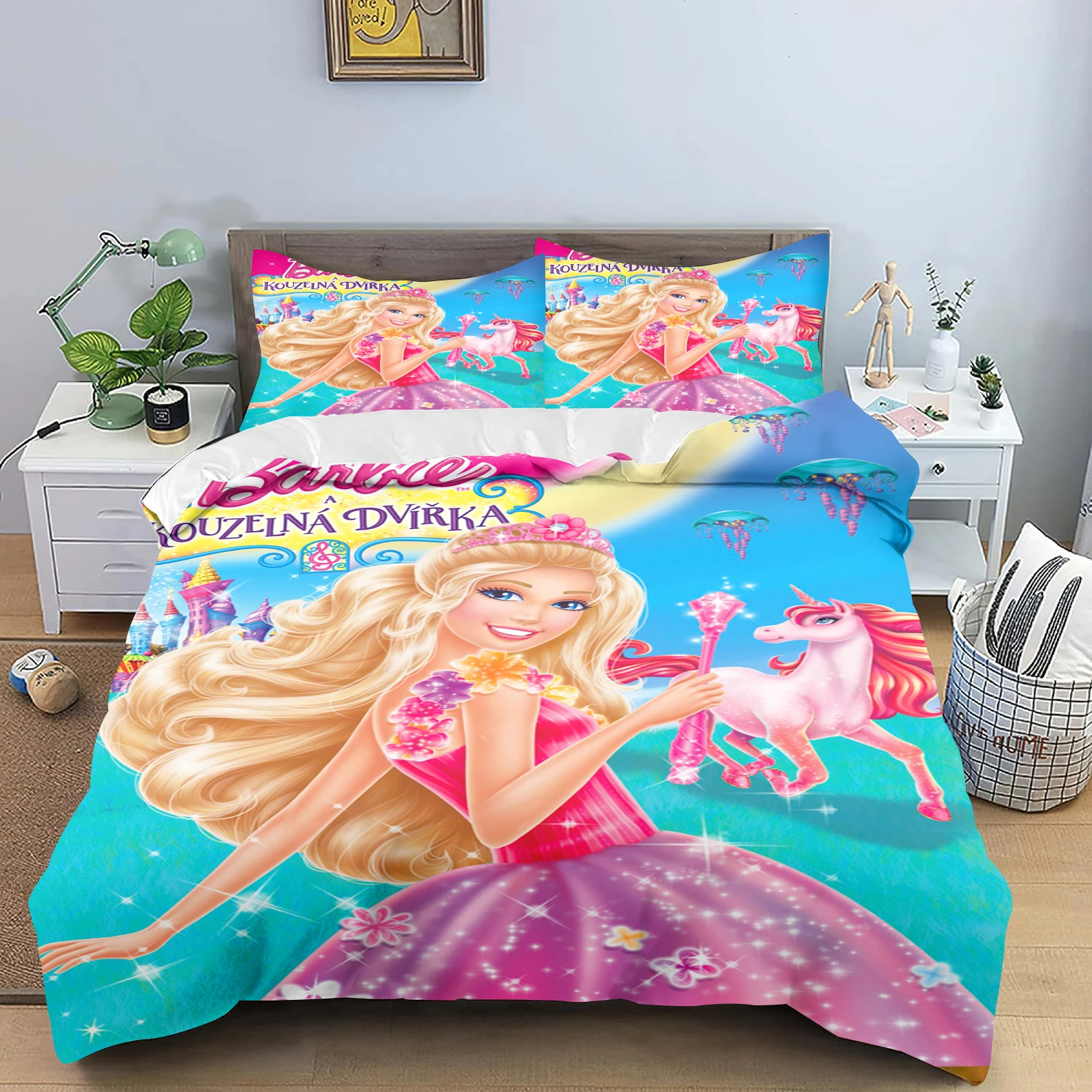 

Princess Barbie Quilt Cover Bedroom Girls Like Various Size Bedding Set 100% Polyester Decor Ultra Soft Comfortable New Designer