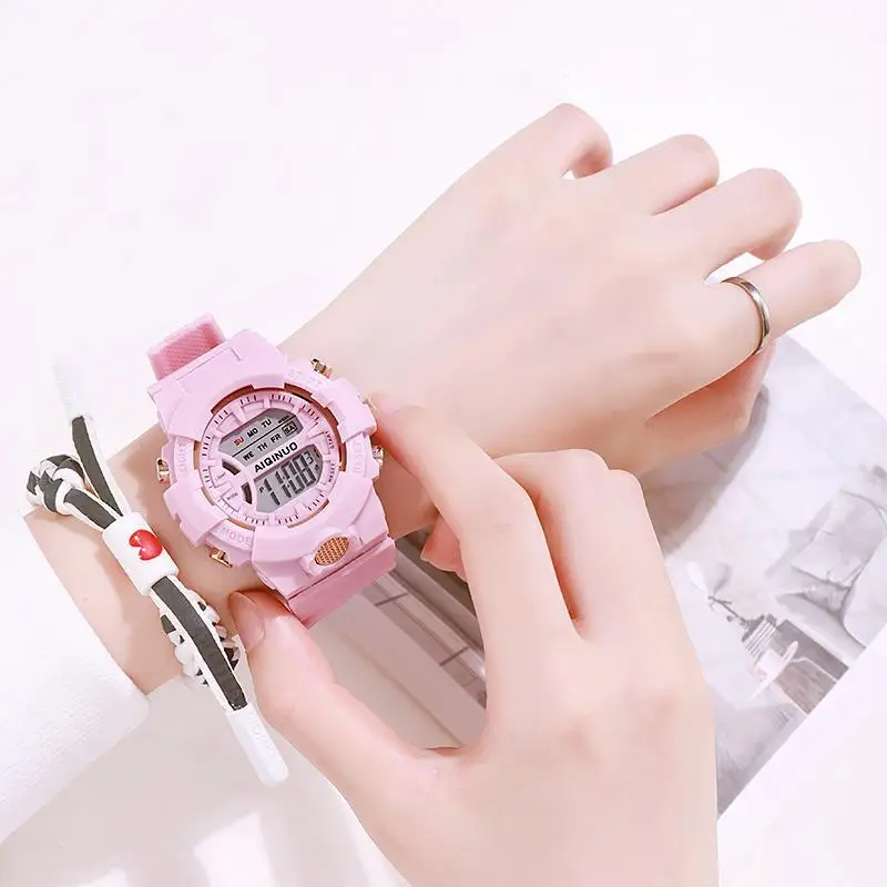 Candy colour girls watch Korean version of simple male and female primary and secondary school students electronic watch