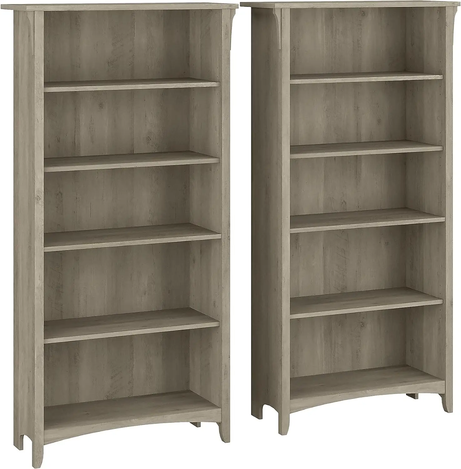 

Bush Furniture Salinas Tall 5 Shelf Bookcase - Set of 2 in Driftwood Gray