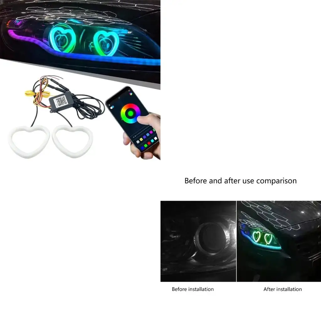 

Mobile APP Control Heart Shaped Rings Driving Warning Light Fog Light