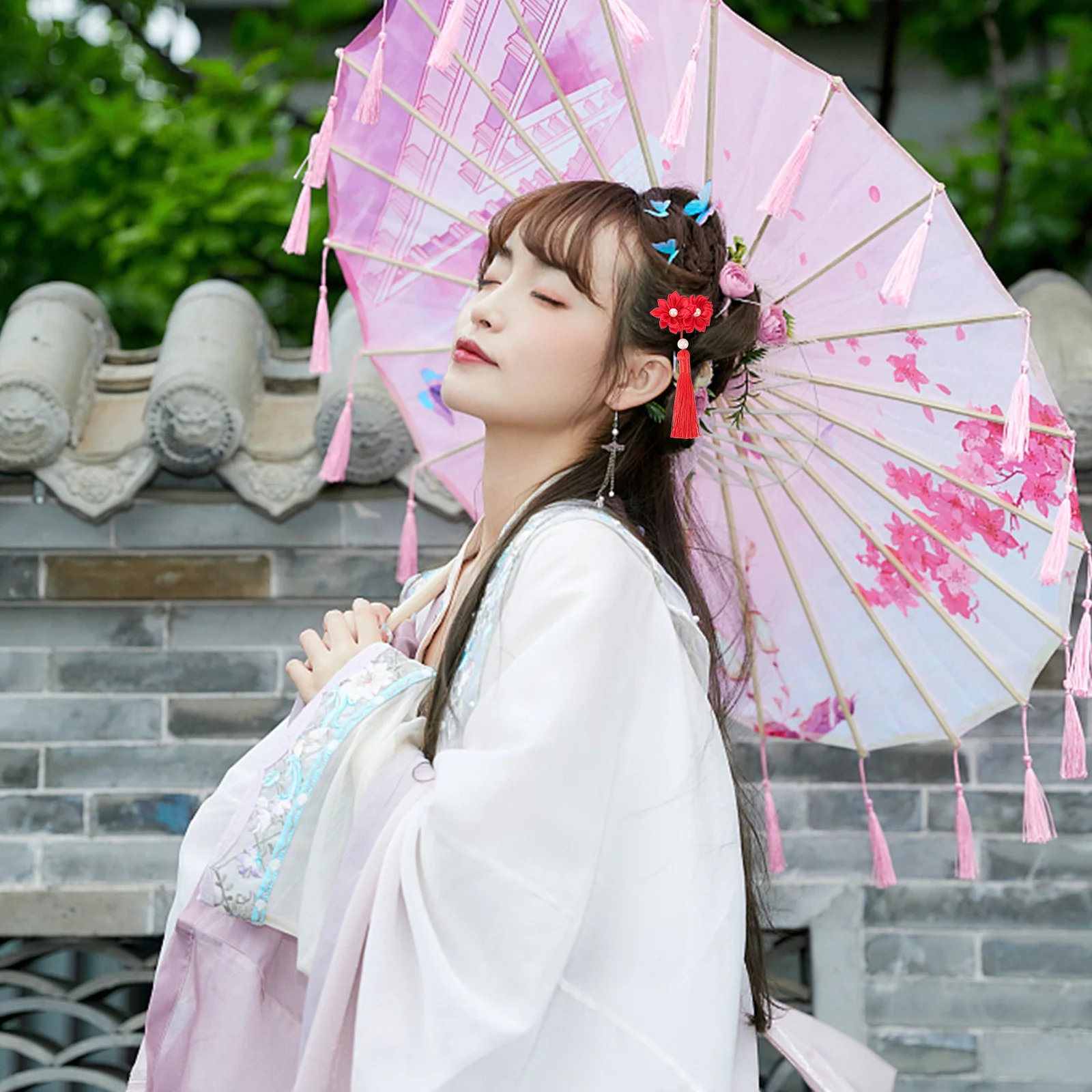 

2Pcs Tassel Hair Clips Flower Hairpin Hair Accessories for Teen Wedding Prom Banquet Birthday Flower Clips for