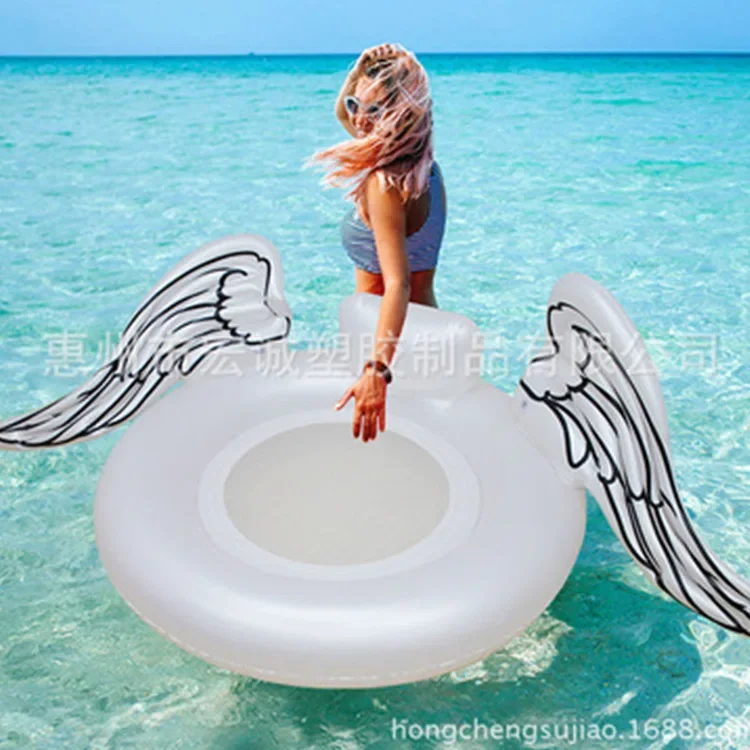 New inflatable angel wings floating row round water floating bed wings swimming ring