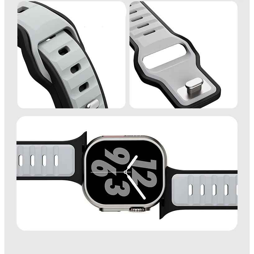 حزام ساعة من السيليكون الناعم المسامي لساعة IWatch Ultra 2 مقاس 49 ملم iWatch Series 987 SE 654321   سوار معصم 45 ملم 41 ملم 44 ملم