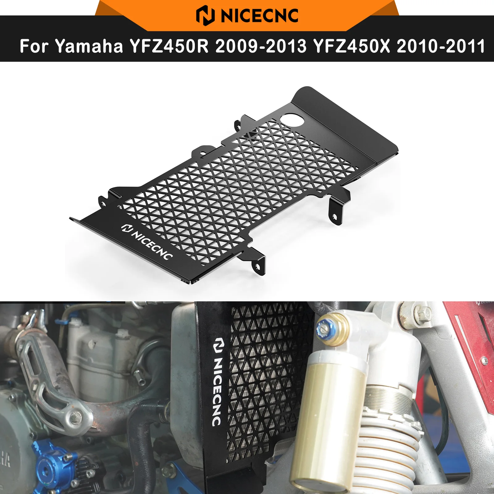 NICECNC For Yamaha YFZ450R 2009-2013 Radiator Grille Cover For Yamaha YFZ450X 2010-2011 ATV Replaces 18P-12467-00-00 Aluminum