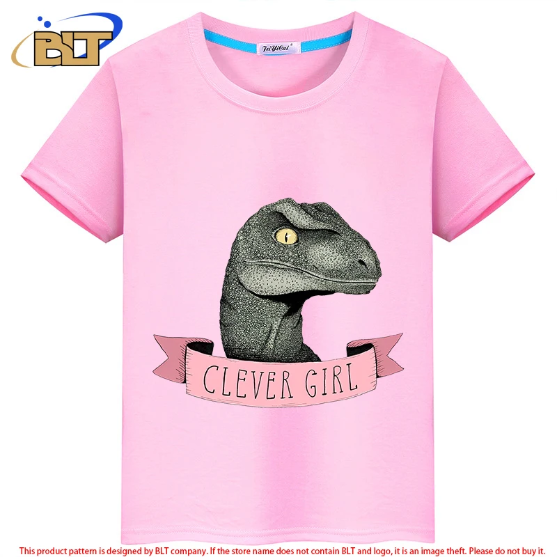 

Clever Girl raptor dinosaur Kids T-Shirt summer children's short-sleeved girls top