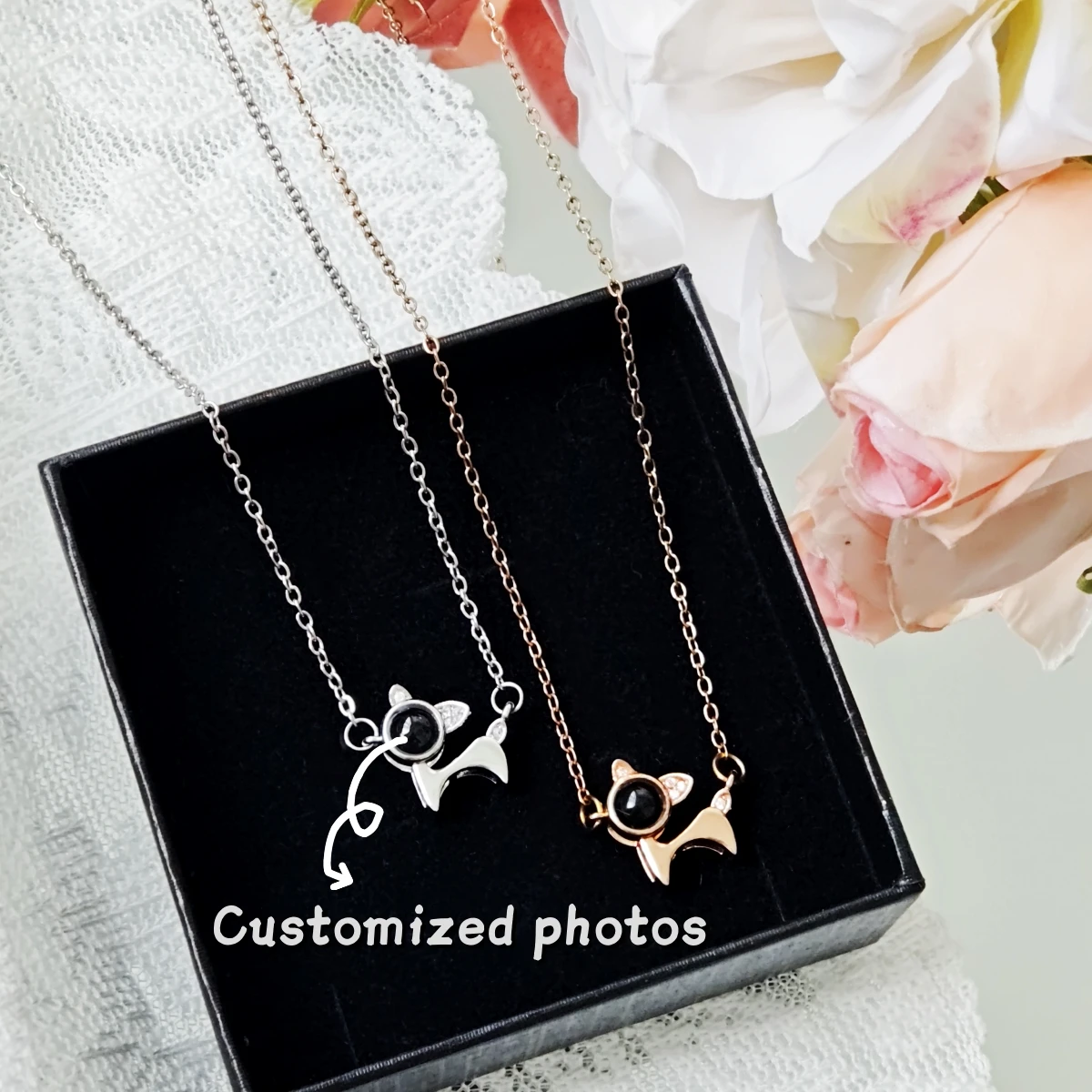 Customized Projection Puppy Shaped Customized Image Projection Necklace Men's and Women's Children's Commemorative Jewelry Gifts