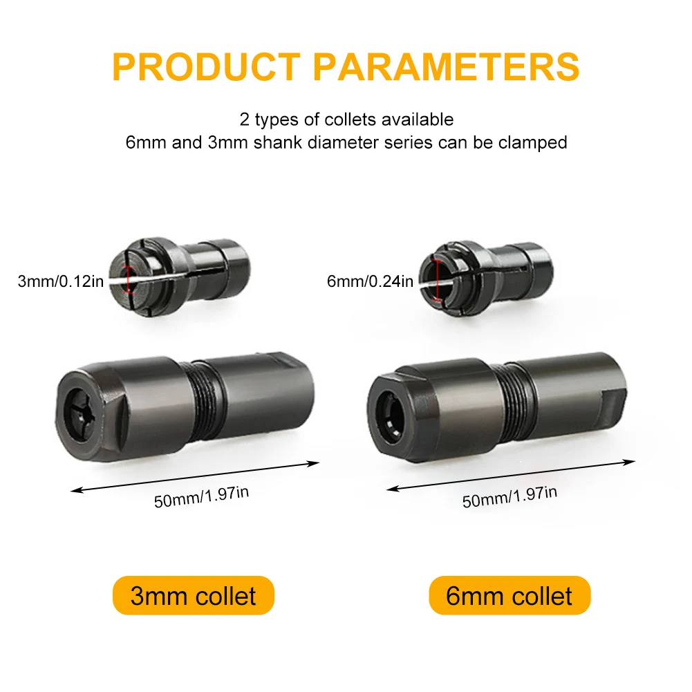 3+6mm Angle Grinder Modified Adapter to Straight Grinder Chuck for 100-type Angle Grinder M10*1.5 Thread Cutting Woodworking Too