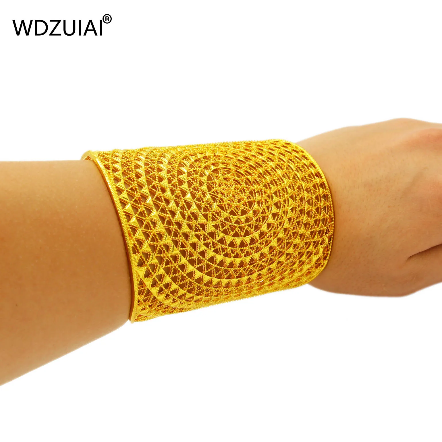 WDZUIAI New Arrival Big Model Free Size Bangle Gold Color Cuff Bracelet African Ethiopian Canada Women Lovers' Bangle Jewelry