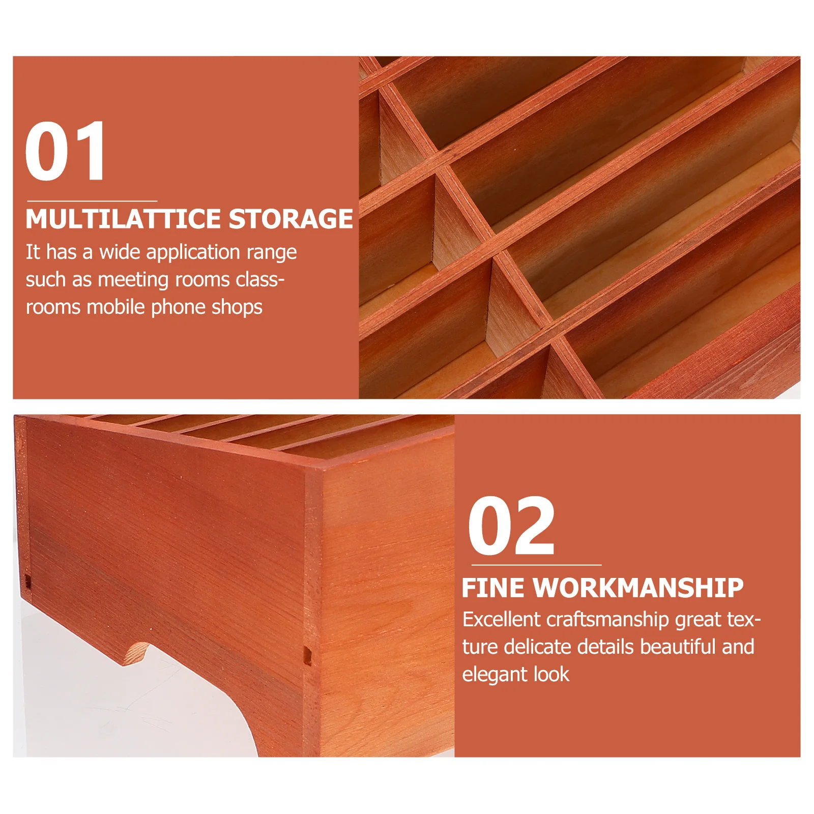 

Wooden Phone Storage Box Desktop Home Office Eco-Friendly Natural Wood Cell Phone Holder Organizer Meeting Room Display