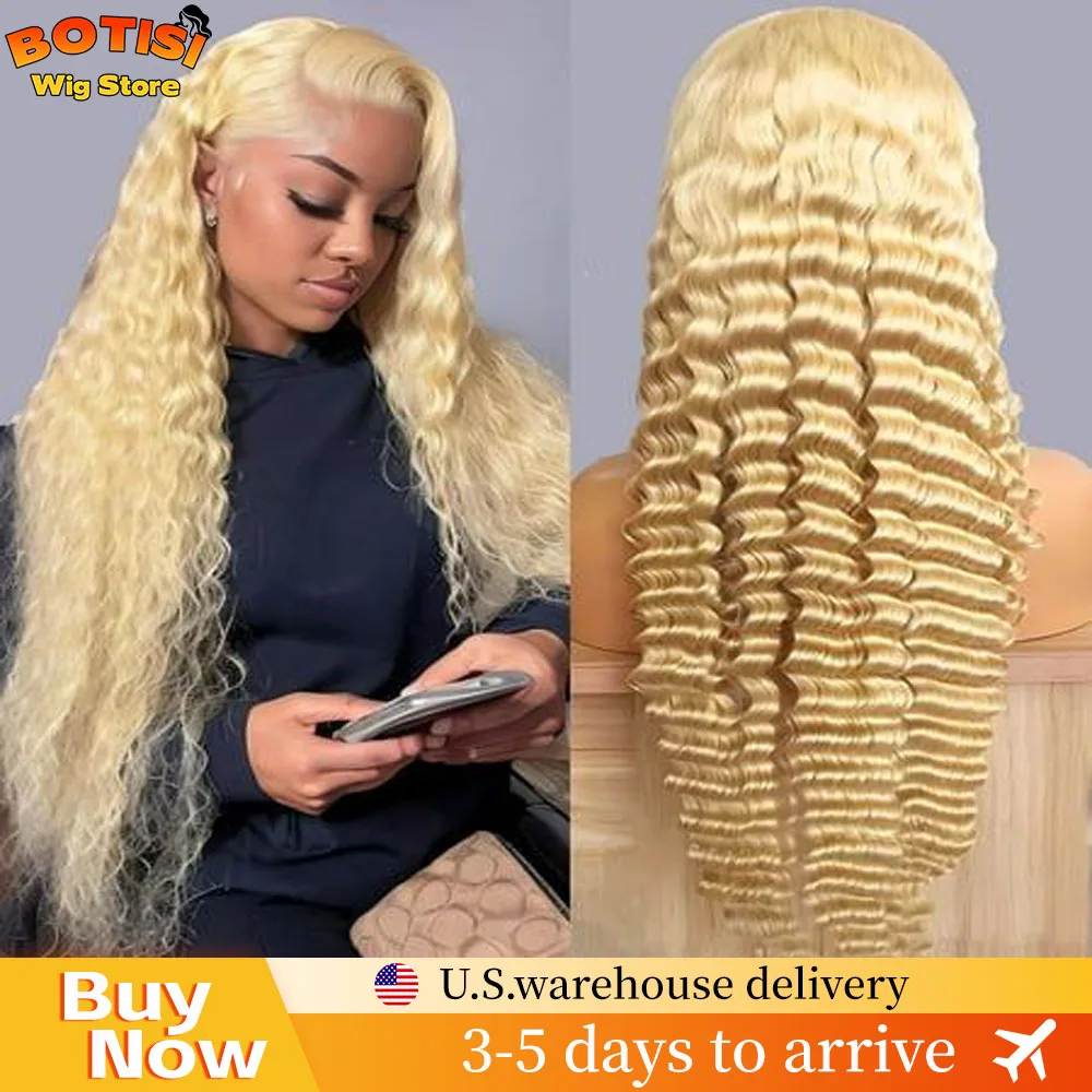 

Парик с HD-кружевной передней частью 613, 13x6, блонд, кудрявый, с глубокими волнами, 13x4 HD, 200% плотность, из натуральных человеческих волос, бразильские парики для женщин