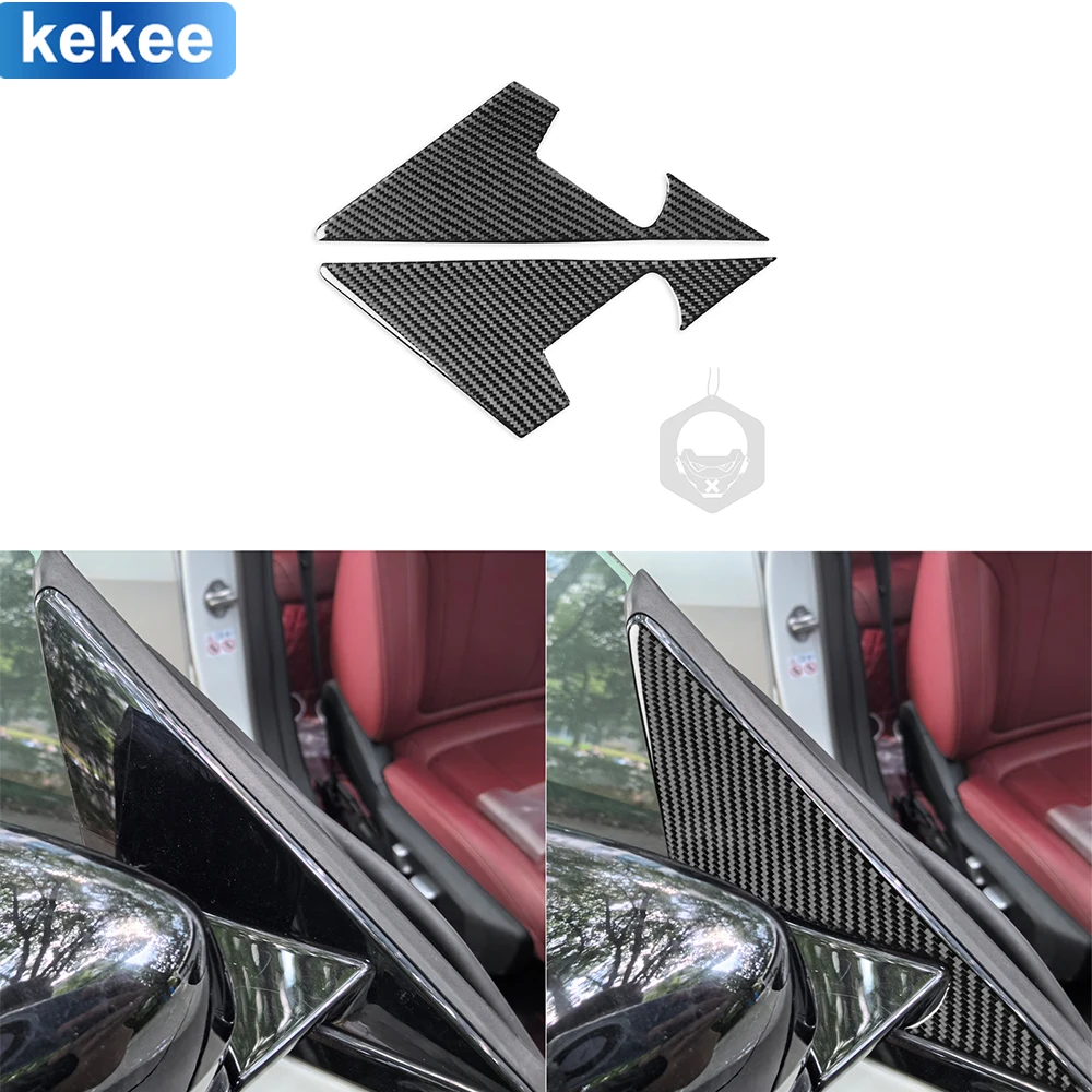 For BMW M4 G22 G82 G83 2021 2022 2023 2024 Outer A-pillar Soft Black Carbon Fiber Sticker Cover Trim Car Decoration Accessories