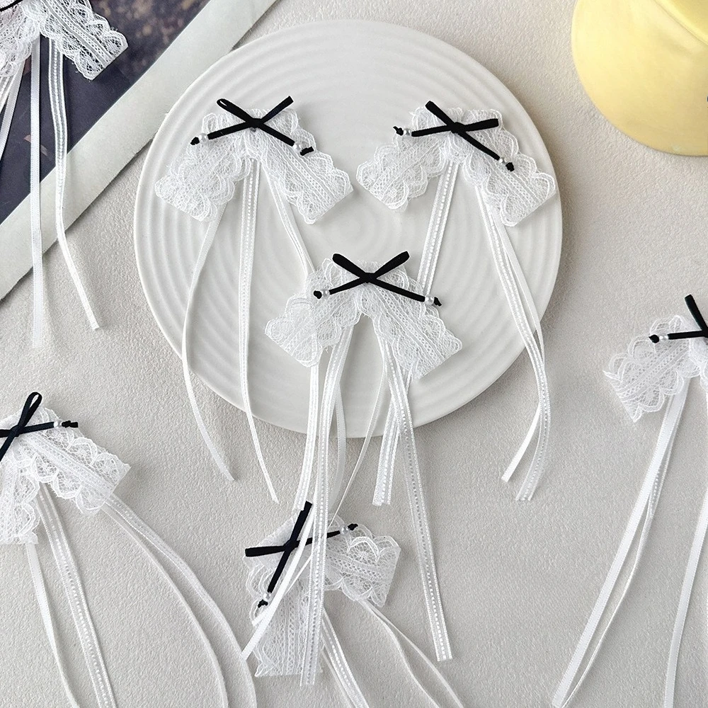 10Pcs Lace Bowknot With Long Eight-shaped Streamers DIY Hair Gift Box Clothing Hat Backpack Sewing Decor Accessories