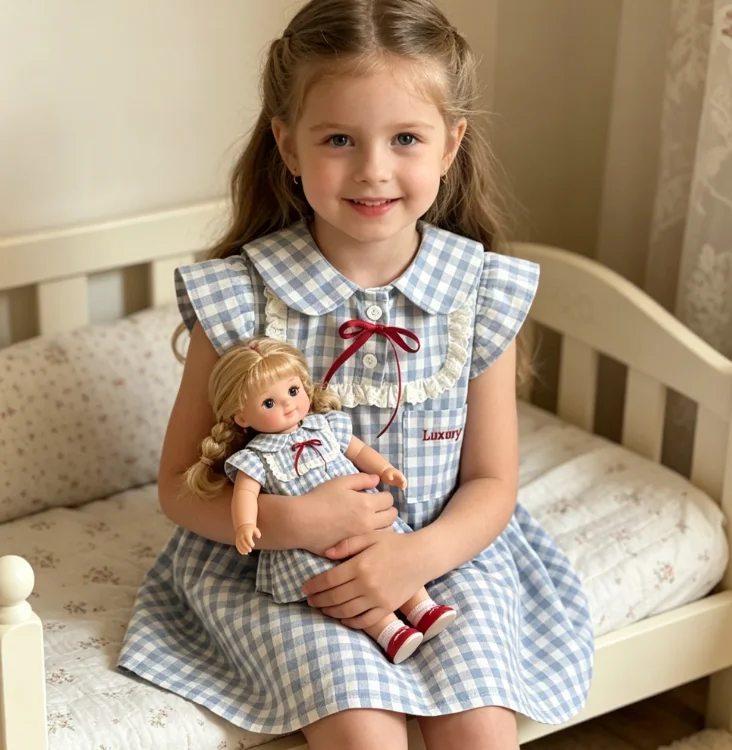 Girls Dress 2026 Spring and Autumn New Children's Clothing Korean Style Girl Baby Preppy Fashion Fly Sleeve Plingham Dress