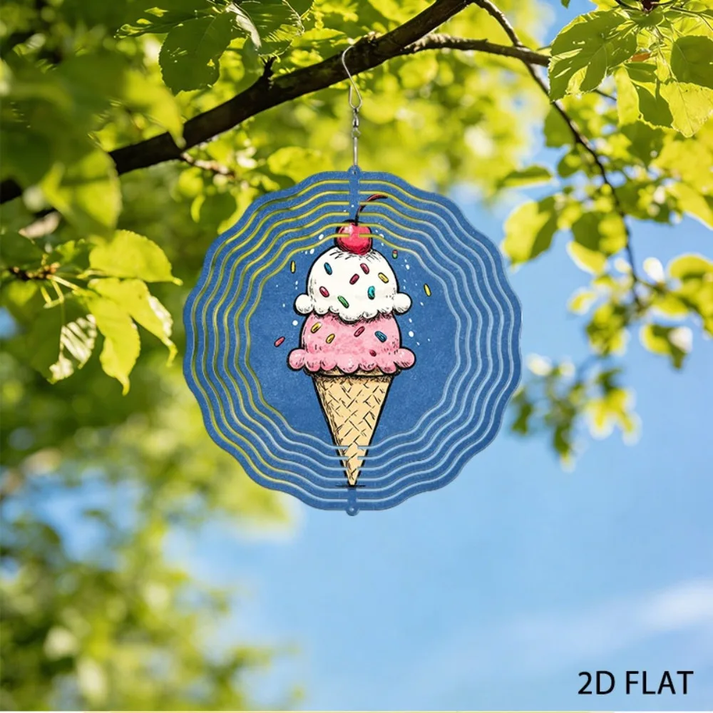 

Iron Wind Chimes for Outside, Colorful Ice Cream Cone Garden Decor, 9.84in Large Terrace Art, Unique Funny Yard Gift