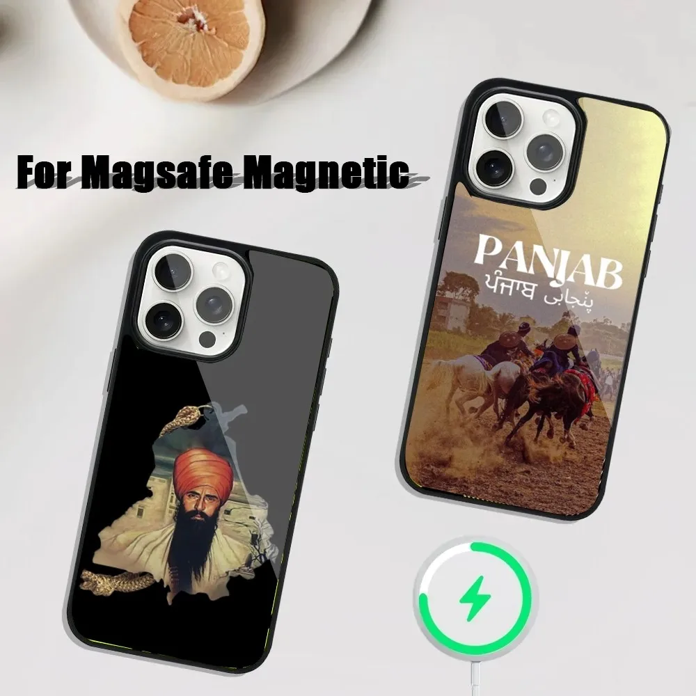 

Painting Punjab Map Phone Case For iPhone 16,15,14,13,12,11,Plus,Pro,Max Mini Magsafe Magnetic Wireless Charging