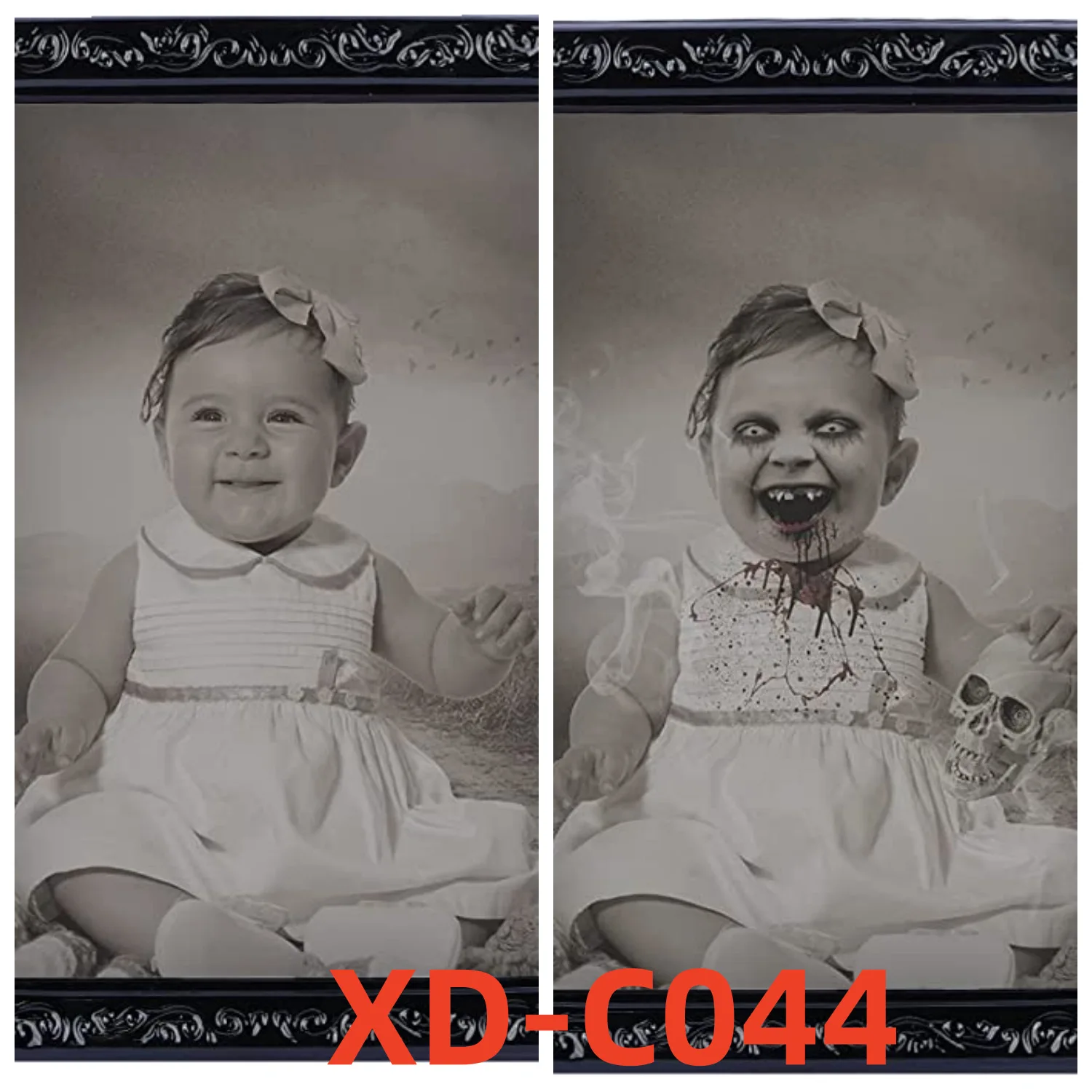 Cadre photo de visage de fantôme interchangeable, décoration de la maison d'Halloween, portrait de f