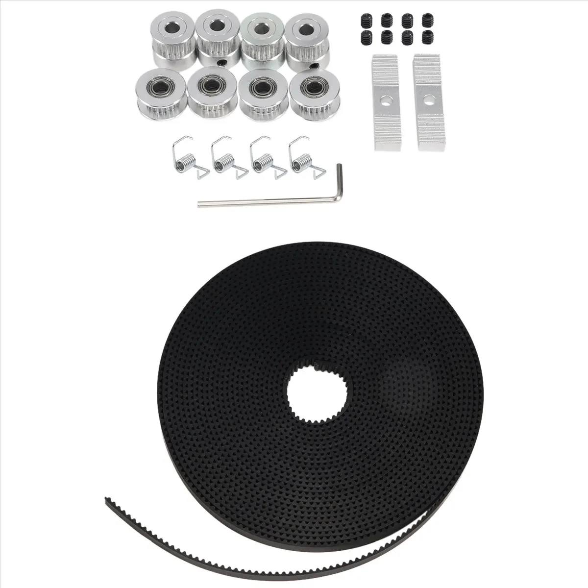 A75K 5Mx6Mm Timing Belt +4Pcs 20 Tooth 5Mm Inner Diameter Pulley +4Pcs Idler + 4Pcs Tensioner Spring Torsion +2Pcs Gear Clamp Mo