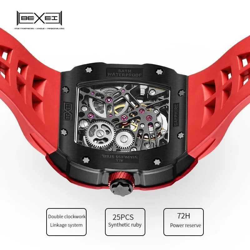 9089 manual mechanical  men tourbillon watchs skeleton synthetic sapphire waterproof BX-053 movement Reserve 72H