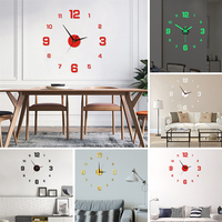 Modern Decor Living Room Suitable for Wall Clock DIY Luminous 3D Frameless Bedroom Decoration Digital Clock