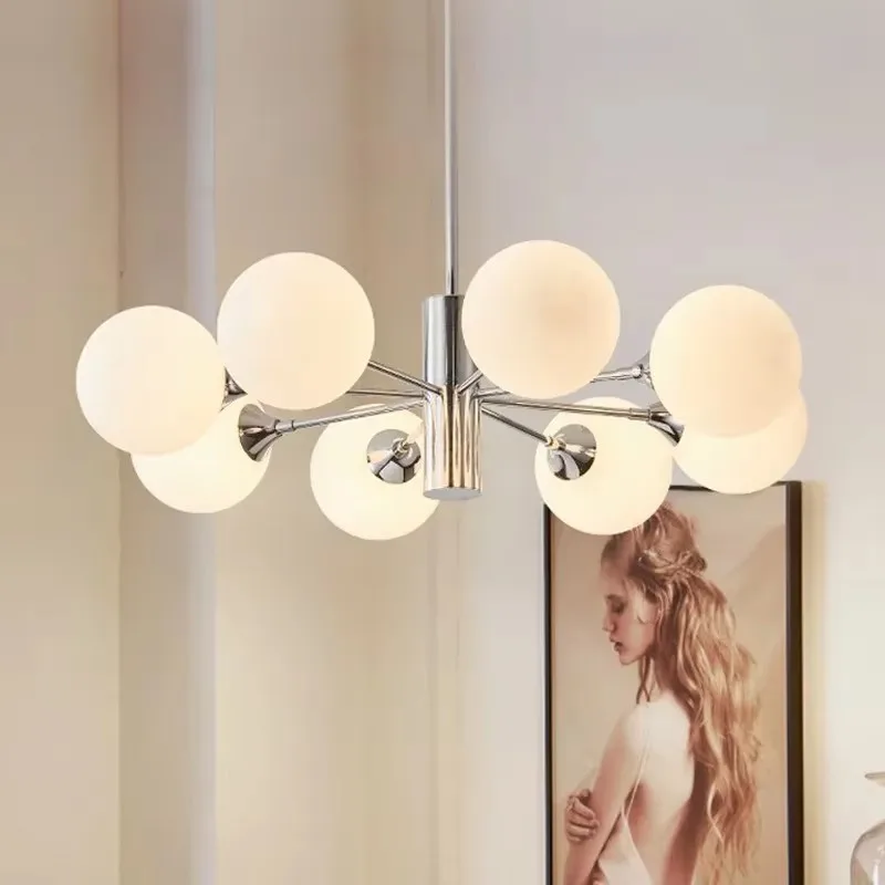 Bauhaus Chrome Chandelier Danish Designer Multi Head Glass Chandelier for Living Room Deco Modern Dining Room Lighting Fixture