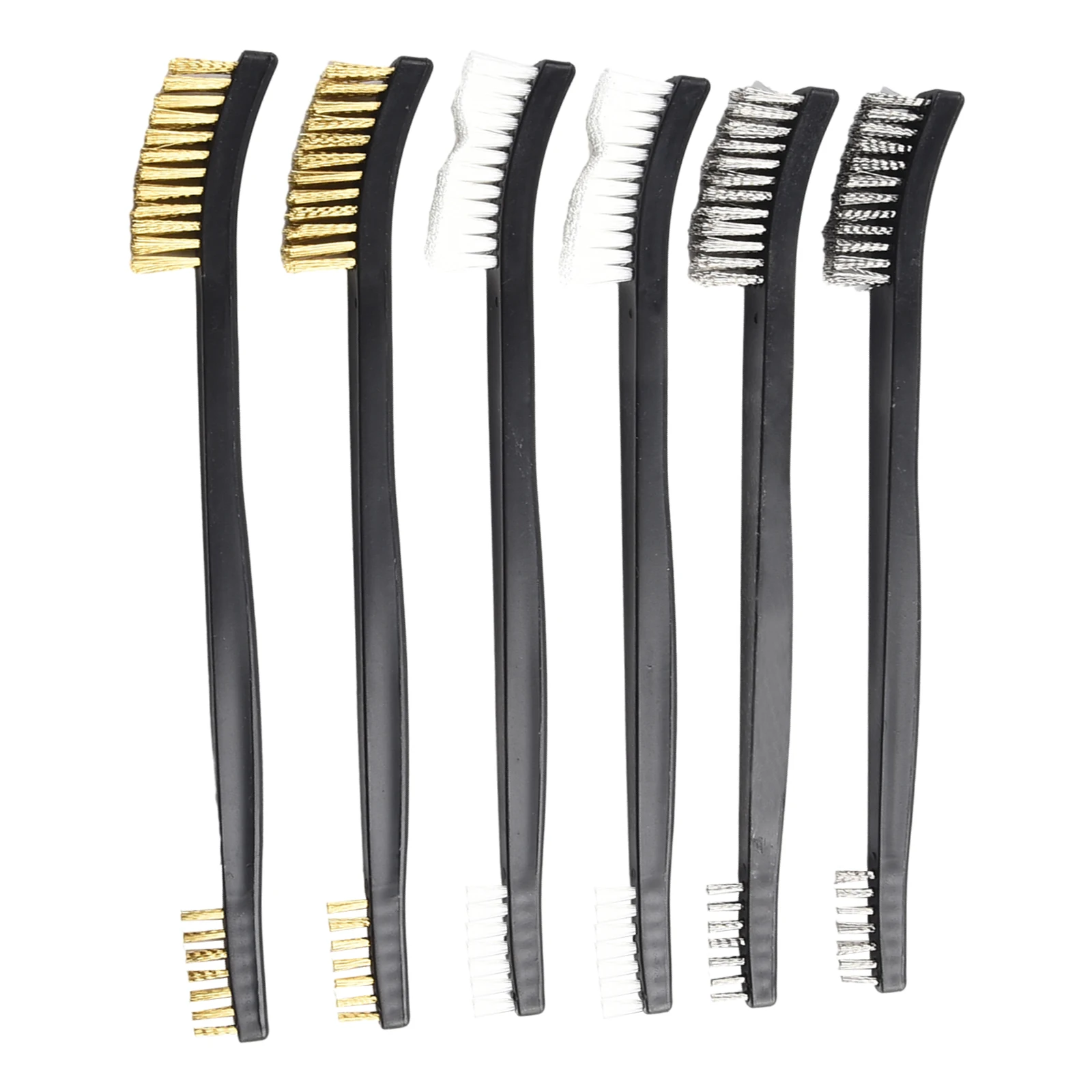 6 unids/set 170mm juego de cepillos de alambre de doble cabeza blanco, plata, oro acero latón Nylon limpieza pulido óxido de Metal con mango suave