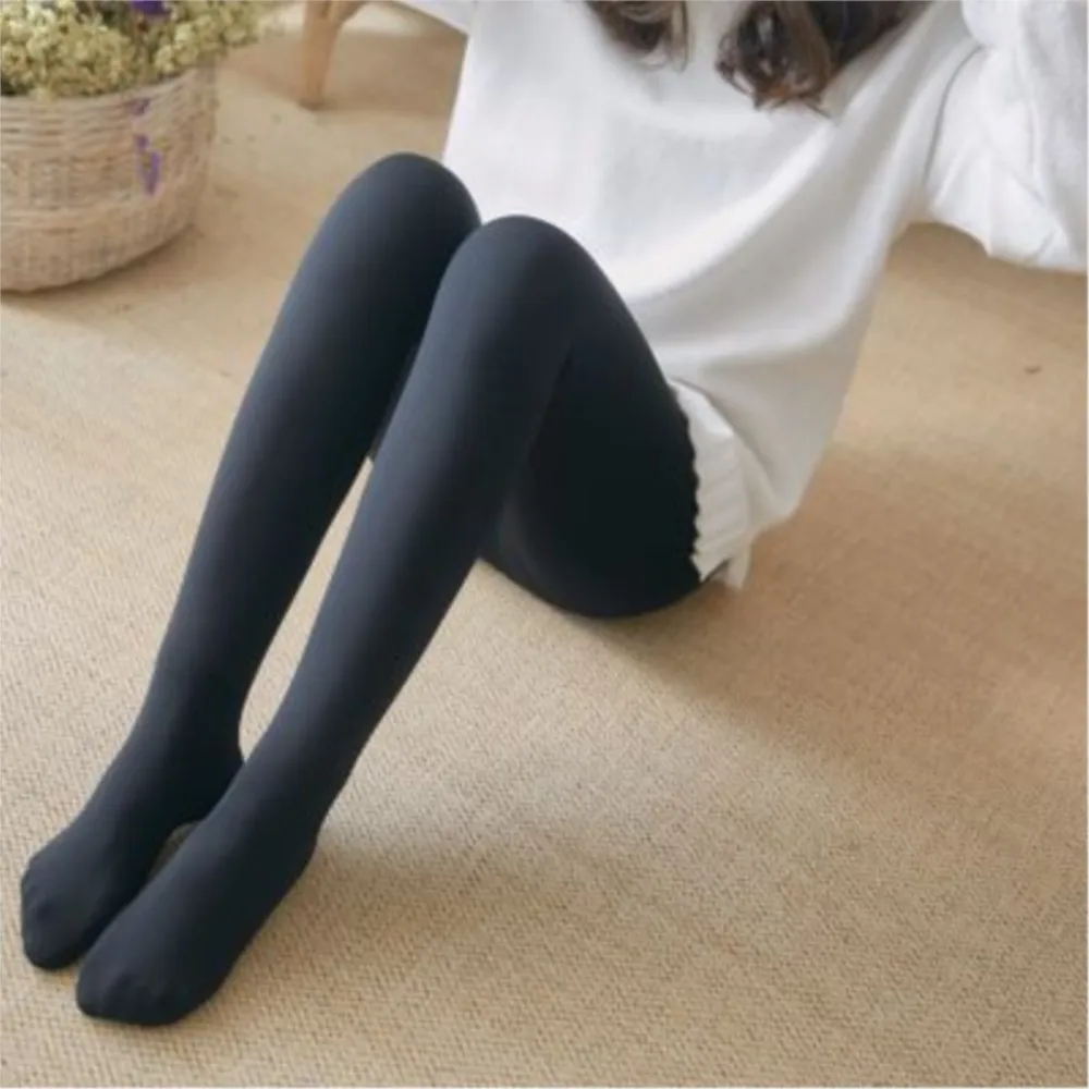 Women's Winter Fleece Pantyhose Warm Solid Color Leggings High Waist Elastic Stockings Outer Leggings Woman Ropa Para Mujer