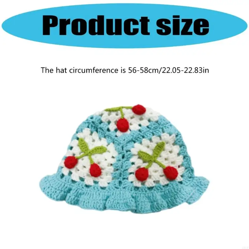 قبعة نسج أكريليك مهواة مع تصميم كرز لطيف قابلة للطي للركاب السفر و summer activitie #6