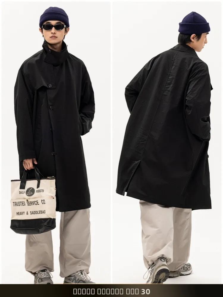 

Японская повседневная ветровка Nted в стиле оверсайз, черная, средней длины, выше колена, осенняя, с односторонним дизайном, быстросъемная.