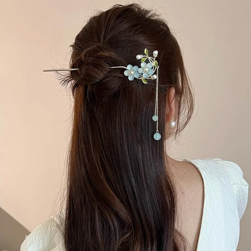 Заколка для волос с кисточкой в китайском стиле для женщин, заколки для волос с цветком, заколки для волос ручной работы, очаровательные ювелирные аксессуары, украшения для волос 05,리 множество