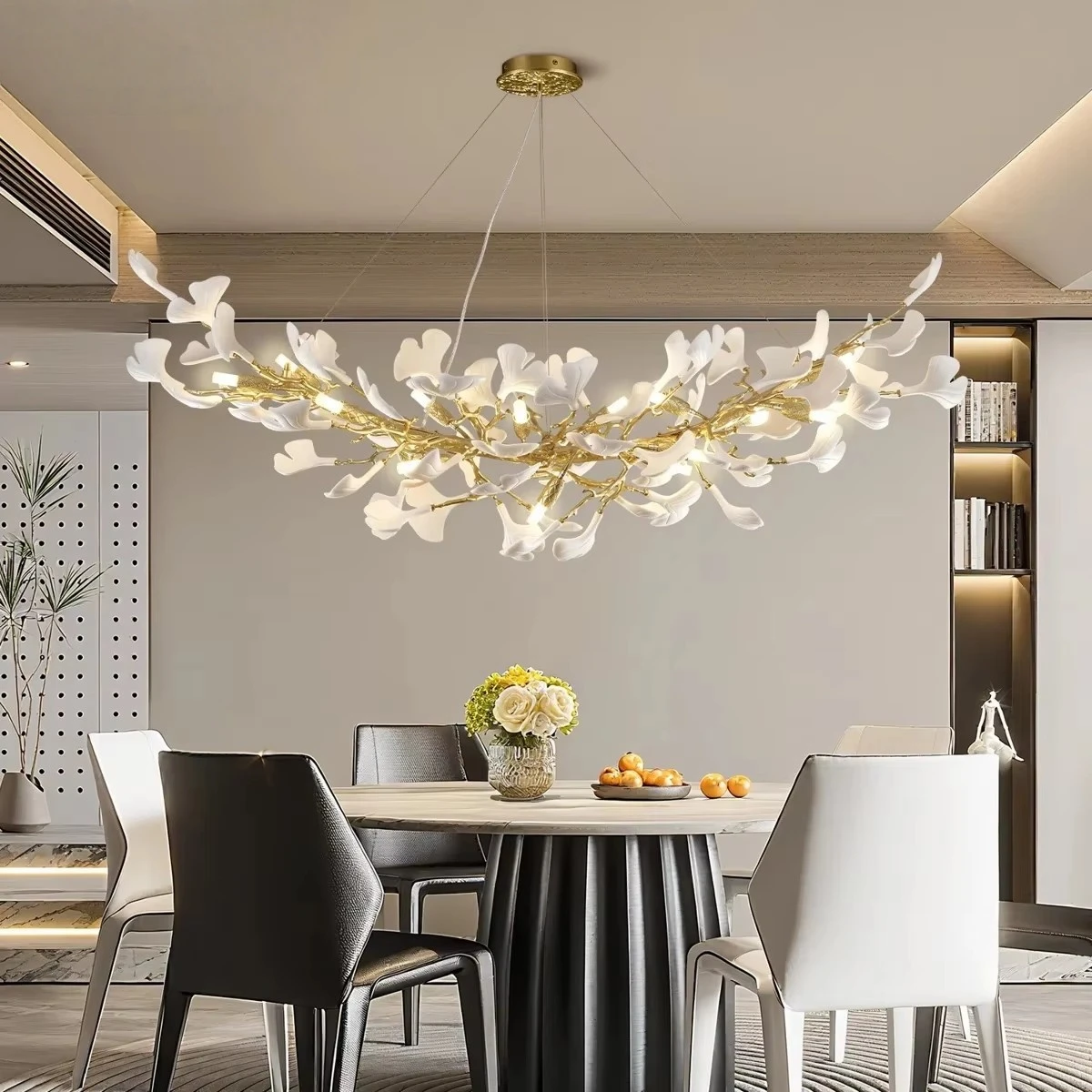 

Modern Tree Branches Ginkgo Chandelier For Dining Room Table Pendant Light With Ceramic Leaves For Kitchen Island Bedroom Vila