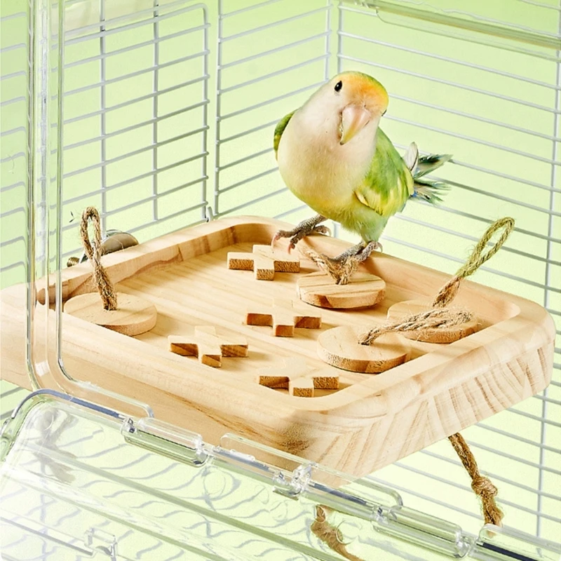 Pet Bird Chew Toy Natural Blocks Puzzle for Cockatiel Conure Cockatoos Teeth Grinding Toy for Cage Bird