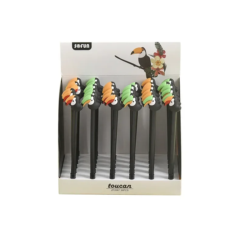 A 36PCS Giant Beak Bird Intermediate Pen Soft Glue Creative Animal Modeling Gel Pen Student Water Pen Wholesale Gel Pens