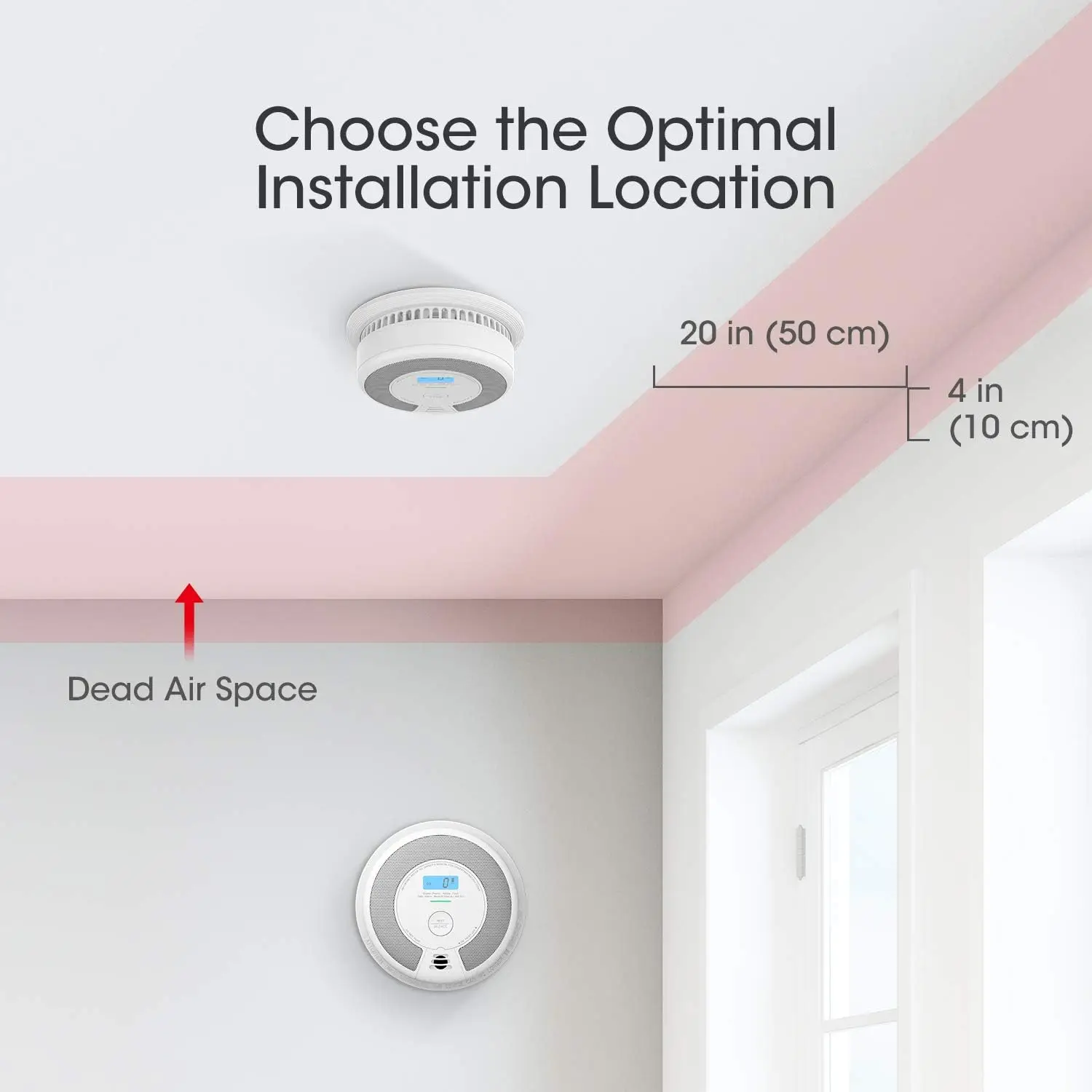 10 Jaar Batterij Combinatie Rook Koolmonoxide Alarmdetector Met Groot Lcd-Scherm, Stand-Alone Model, 5-Pack