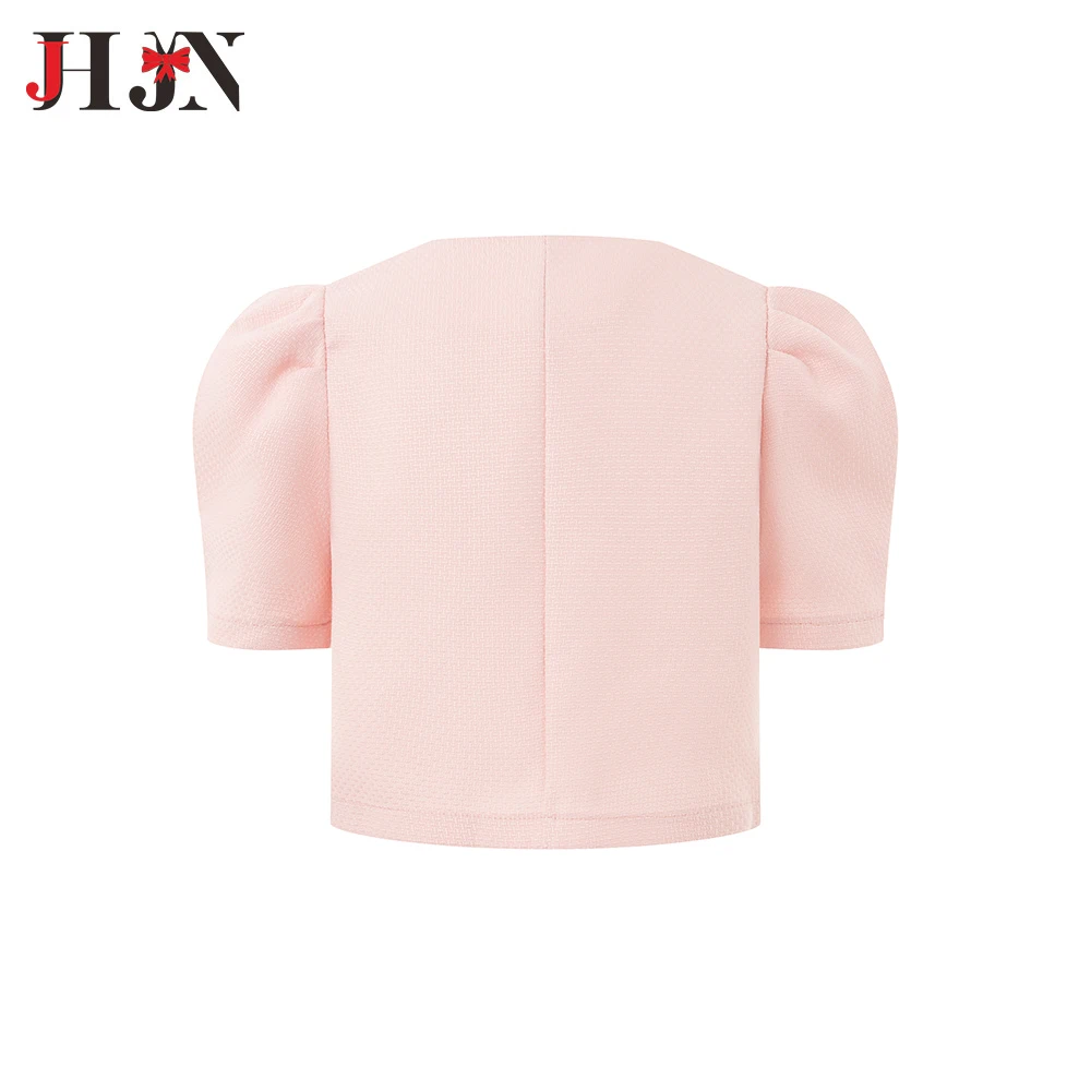 Embroidery Sweater Autumn Winter Heavy Industry Nail Bead Love Pink Color Block Bubble Sleeve Sweater for Women's Cardigan