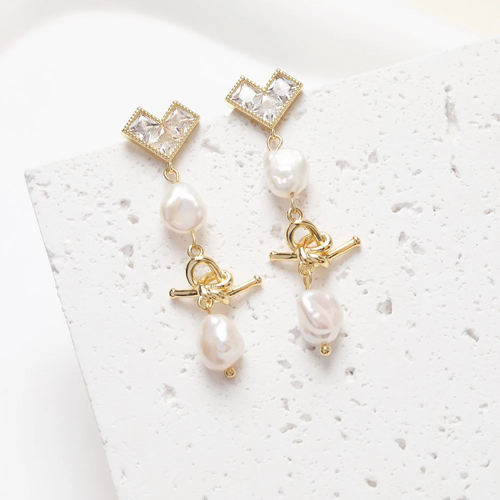 4PCS Dainty Zircon Heart Ear Studs Earrings for Jewelry Making Findings DIY  Brass 14k Gold Plated Accessories 12*13mm