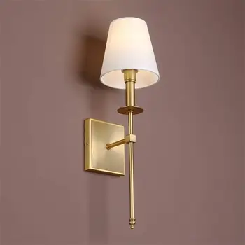 Classical wall lamp nordic bedside lamps with Flared White Textile Lamp Shade hotel room decor led wall light living room lamp