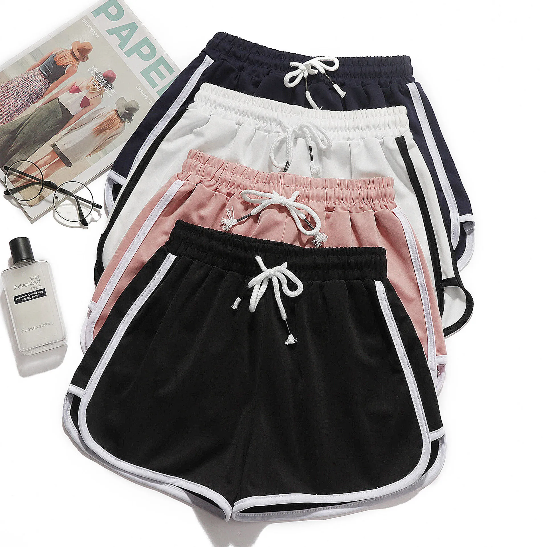 Dames yogashorts Zomer bovenkleding mid-taille casual losse rechte broek dame stijlvolle dunne ademende wijde pijpen gym korte broek