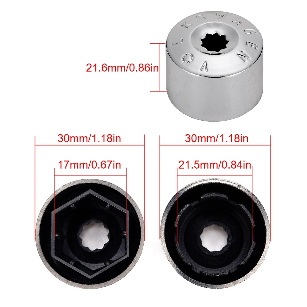 1Set 17MM Chrome Wheel Lock Nut Aluminum Alloy Wheel Hub Find Nut Big Bolt Cover Suitable For Volkswagen/Golf/Passat/Polo Cover