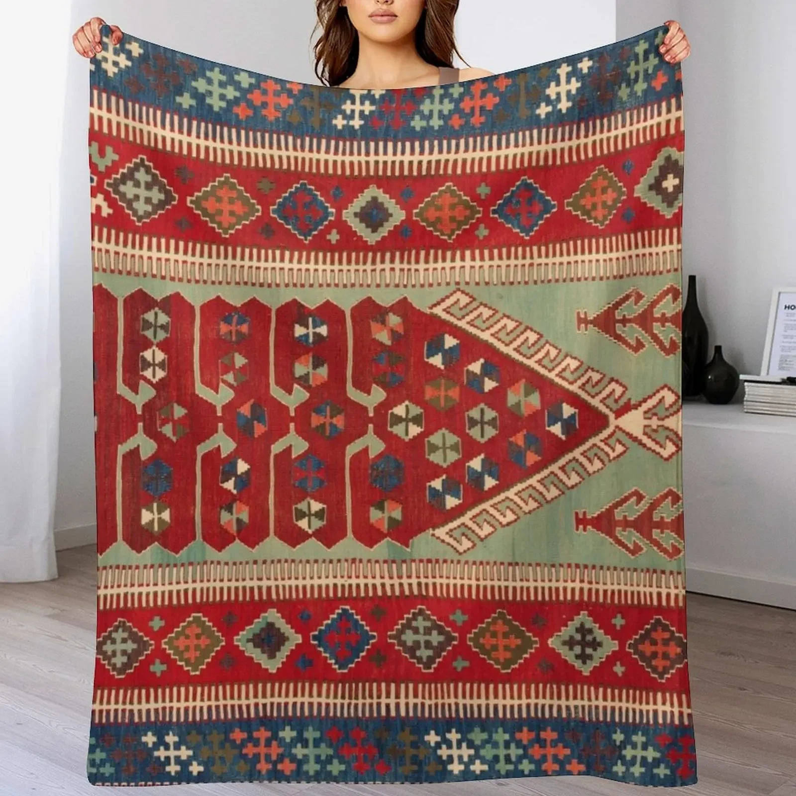 

Antique Turkish Carpet Kilim Print Throw Blanket christmas gifts Multi-Purpose Luxury St Blankets