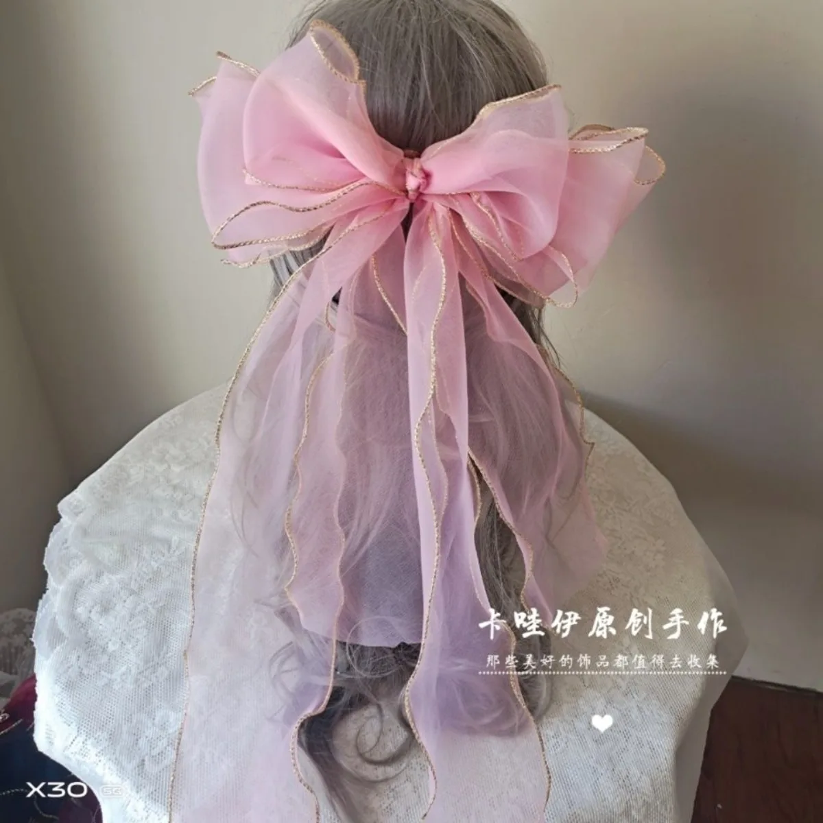 Original Lolita Wedding Waist Bow Hair Accessories Back Decor Brooch Hanfu Large Bow Train Ribbon Hair Clip