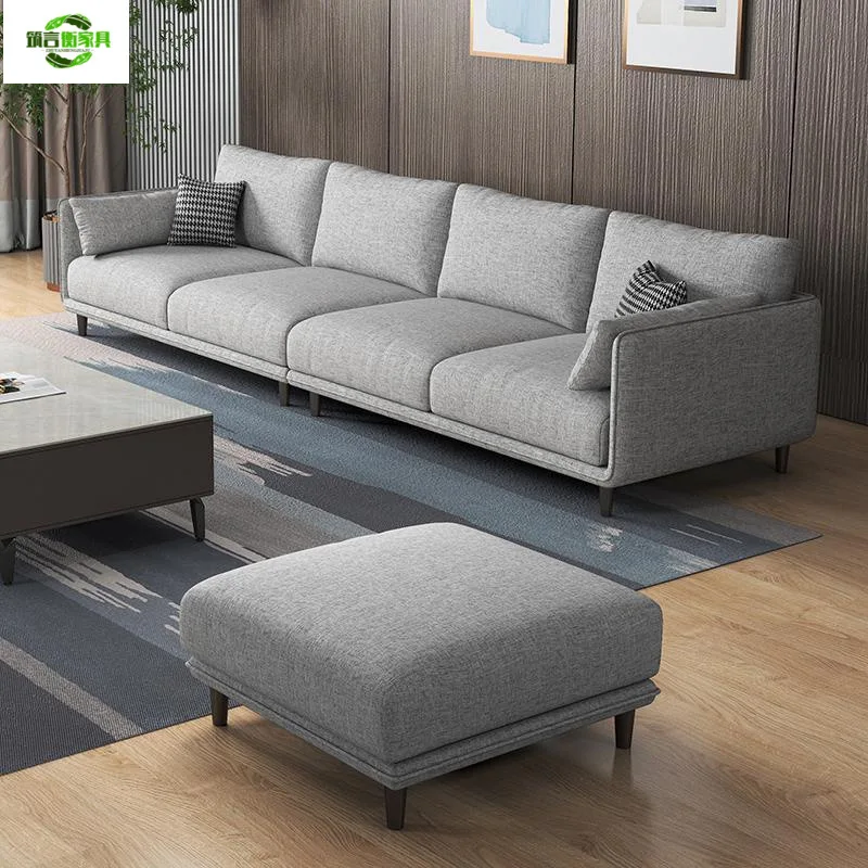 Modern Nordic small apartment fabric sofa full set of pull-out gray living room leave-in technology cloth sofa